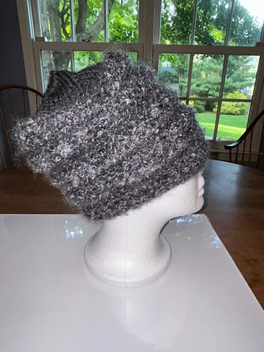 Danish Designer Mohair Knit Hat, Grey